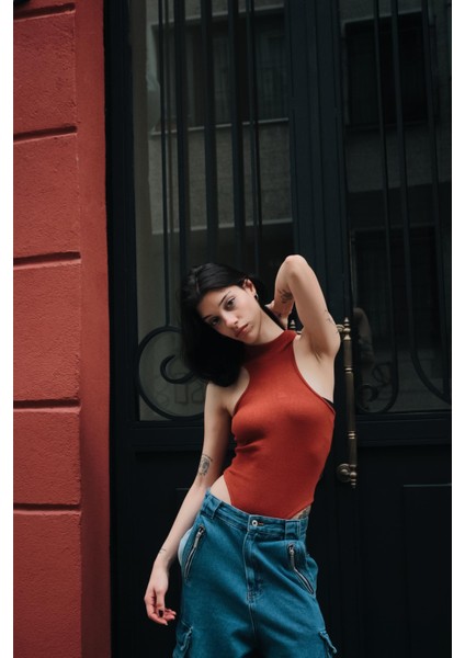 Kiremit Basic Fitilli Detail Crop Bluz fiyatları