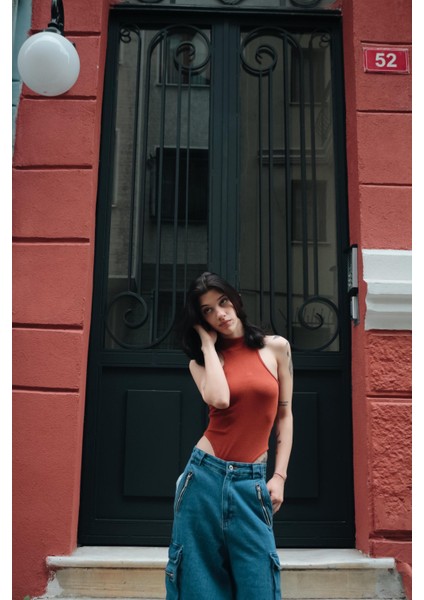 Kiremit Basic Fitilli Detail Crop Bluz fırsatları