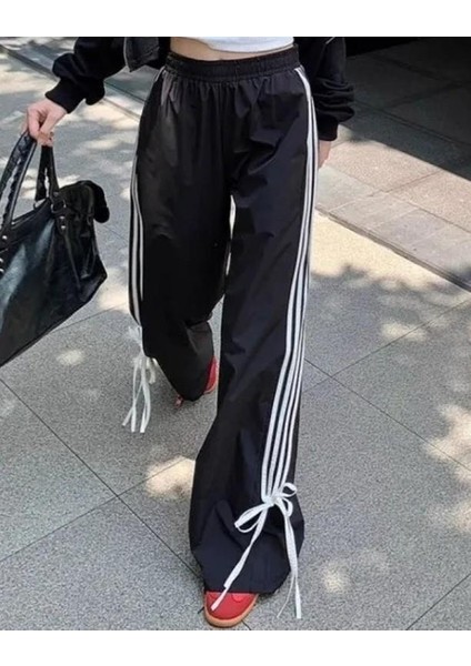 Kurdele Detail Çizgili Oversize Unisex Eşofman Altı fiyatları