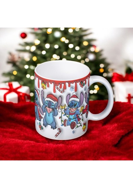 Stitch 3D Christmas Detail Baskılı Yeni Yıl Kupa