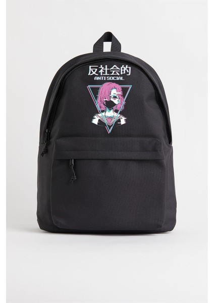 Antisocial Anime Girl Baskılı Unisex Sırt Çantası fiyatları