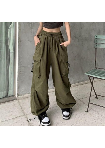 Yeşil Tactical Paraşüt Kumaş Kargo Cepli Oversize Unisex Pantolon fiyatları