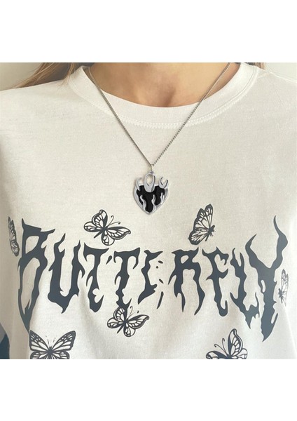 Black Flamme Heart Tasarım Kolye