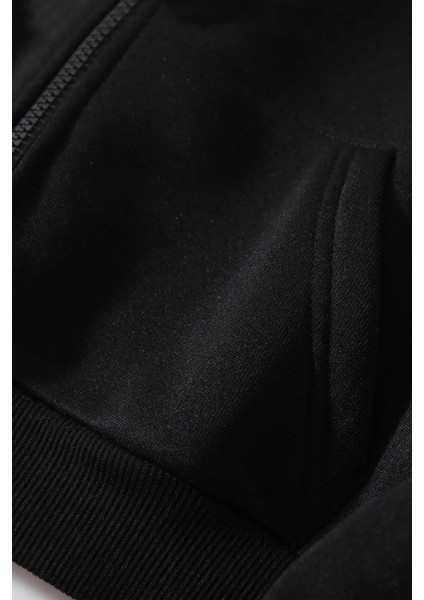 Streetwear Fermuarlı Uzun Kollu Siyah Crop Hırka fırsatları