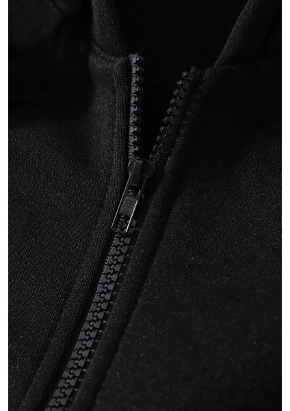 Streetwear Fermuarlı Uzun Kollu Siyah Crop Hırka indirimleri