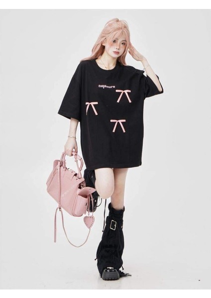 Kurdele Baskılı Oversize T-Shirt