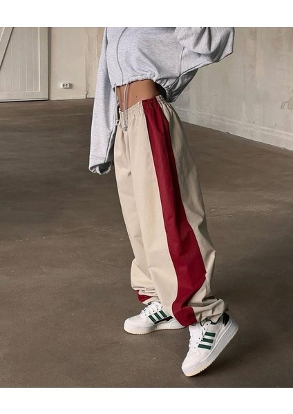 Streetwear Krem Çizgili Eşofman Altı modelleri