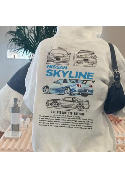 Unisex Nissan Skyline Sweatshirt Beyaz