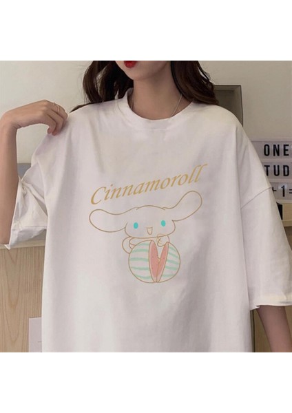 Cinnamoroll & Watermelon Beyaz Unisex Oversize T-Shirt