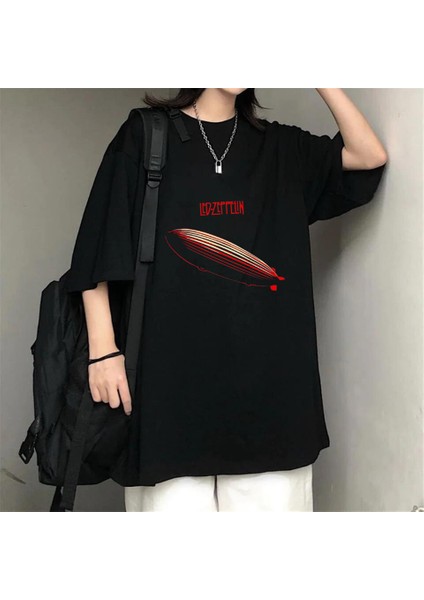 Rock Serisi LED Zeppelin Siyah Oversize T-Shirt