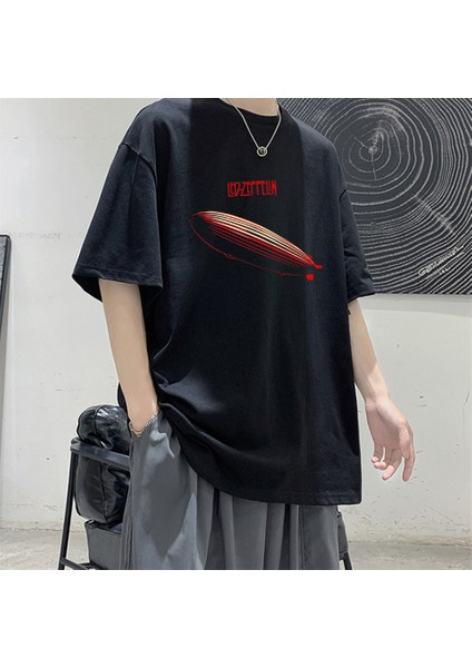 Rock Serisi LED Zeppelin Siyah Oversize T-Shirt