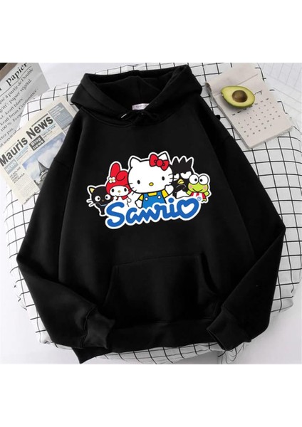 Sanrio Siyah Kapüşonlu Sweatshirt