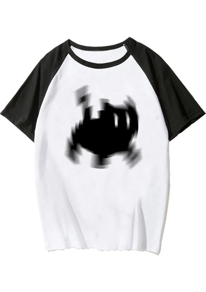 Y2K Black Cat Beyaz Reglan Kol Oversize T-Shirt