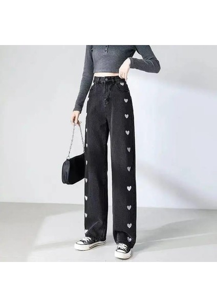 Kalp Naskış Işlemeli Streetwear Baggy Pantolon modelleri