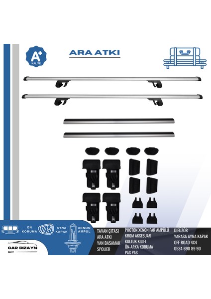 Hyundai Starex Uzun Şase 1998-1999-2000-2001-2002-2003-2004-2005-2006-2007 Oluklu Port Bagaj Ara Atkı Tavan Barı Gri 2 Adet