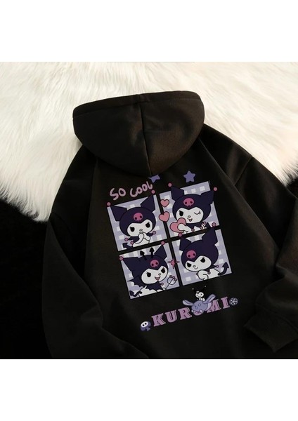 Harajuku Kuromi Ön Arka Baskılı Unisex Oversize Hoodie