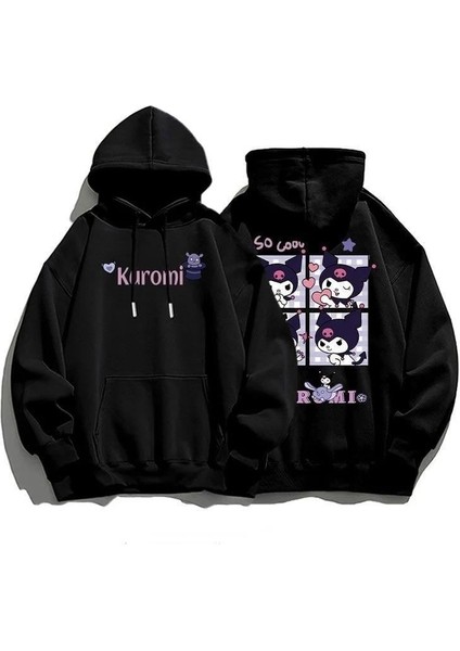 Harajuku Kuromi Ön Arka Baskılı Unisex Oversize Hoodie