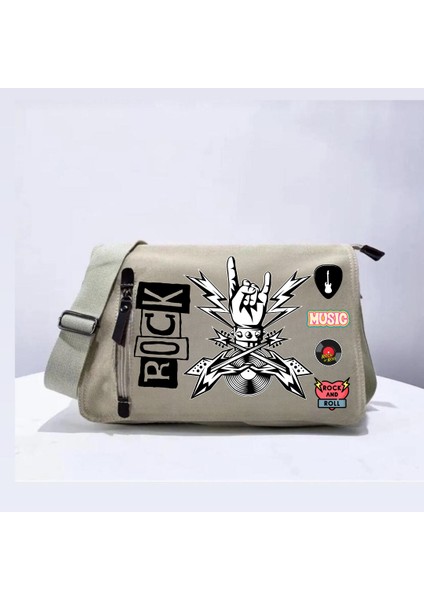 Rock Love Unisex Bej Postacı Çantası