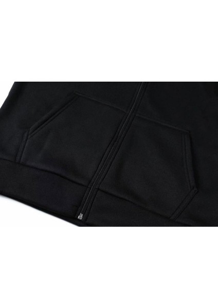 Hacked Baskılı Oversize Fermuarlı Siyah Unisex Kapüşonlu Hırka