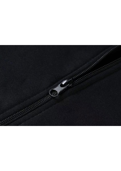 Hacked Baskılı Oversize Fermuarlı Siyah Unisex Kapüşonlu Hırka