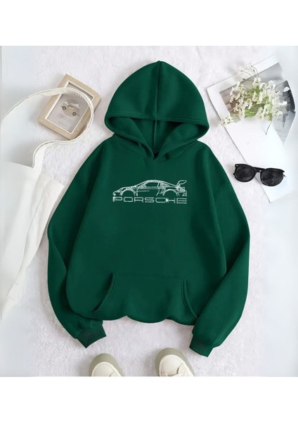 Car Detail Taş Işleme Detail Baskılı Kapşonlu Sweatshirt