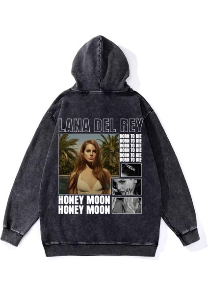 Yıkamalı Lana Del Rey Vintage Kapüşonlu Sweatshirt