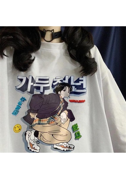 Be Fearless Teenager Baskılı Beyaz Oversize T-Shirt modelleri