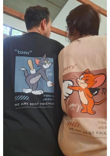 Tom & Jerry Detail Oversize Unisex T-Shirt