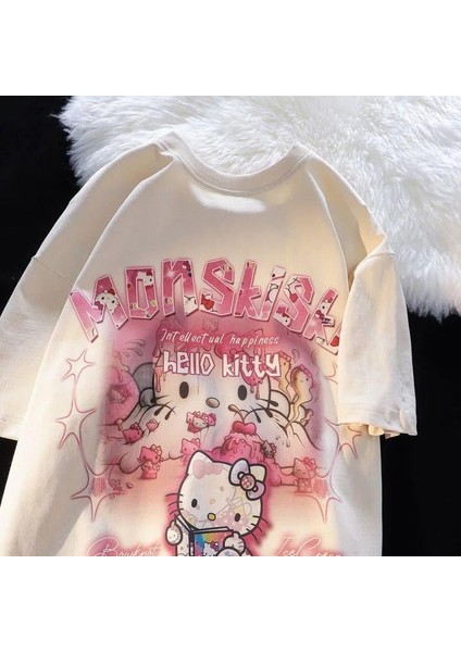 Gothic Hello Kitty Baskılı Oversize T-Shirt fiyatları