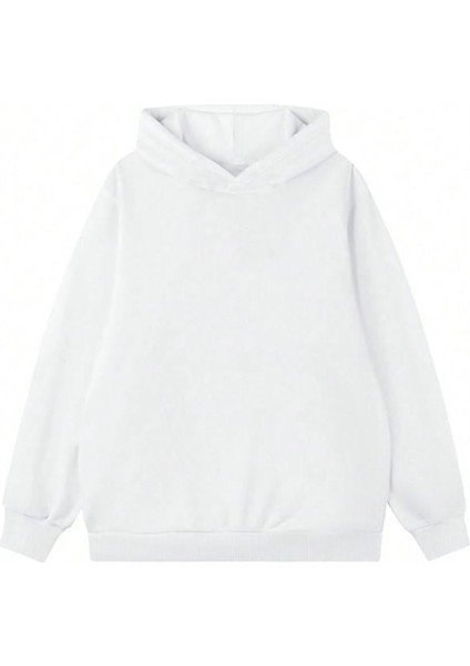 G.o.d Baskılı Beyaz Kapşonlu Sweatshirt