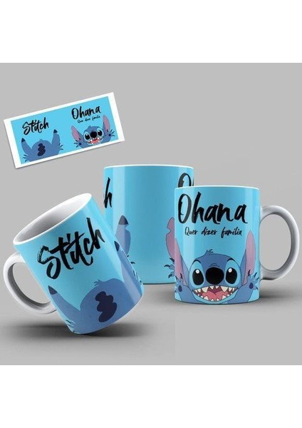 Mavi Stitch Baskılı - Kupa Bardak