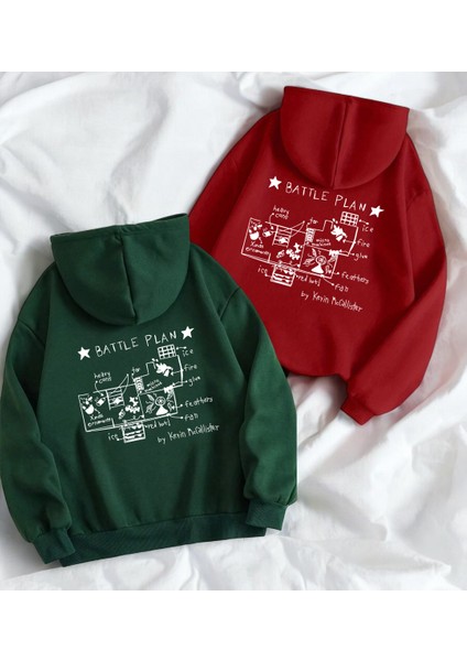 Evde Tek Başına Çift Merry Christmas Baskılı Kapşonlu Sweatshirt