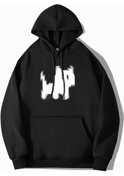 White Cat Siyah Kapşonlu Sweatshirt