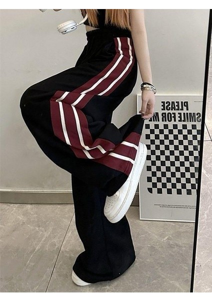 Siyah Streetwear Çift Çizgili Detail Eşofman Altı