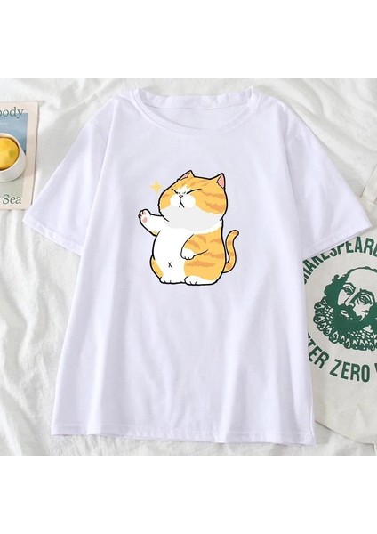 Dog And Cat Baskılı Oversize T-Shirt ( Tek Gönderilir Lütfen Renk Seçin ) modelleri