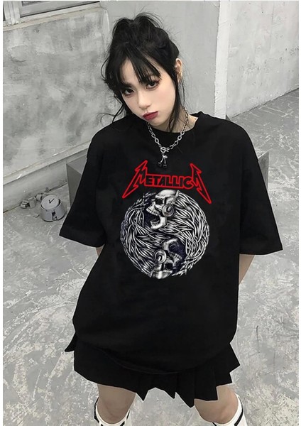 Rock Serisi Metallica Siyah Oversize T-Shirt
