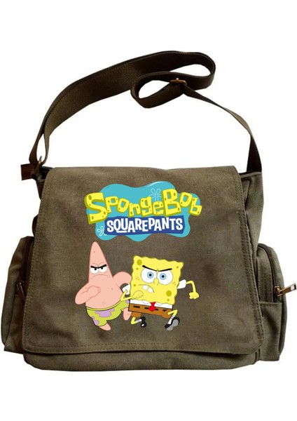 Spongebob Unisex Yeşil Postacı Çantası