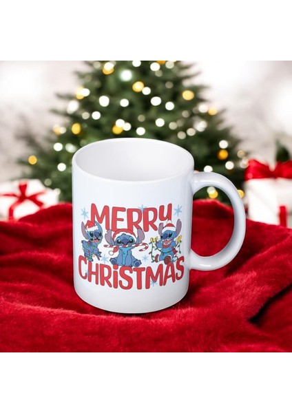 Stitch Christmas Detail Baskılı Yeni Yıl Kupa