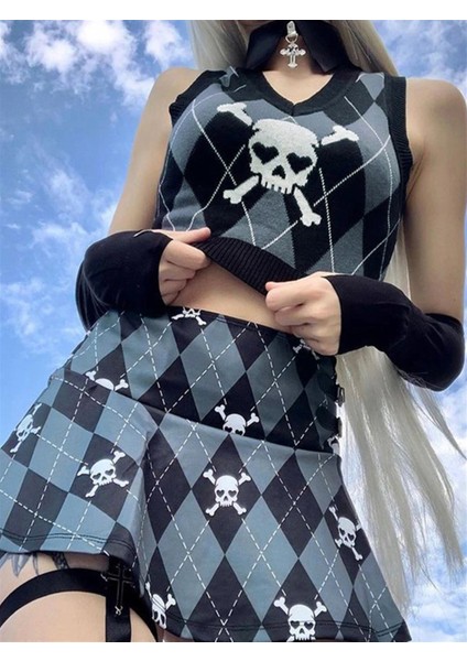 Mavi Skeleton Kısa Süveter modelleri