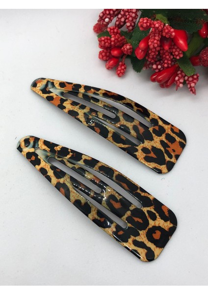 Çıtçıtlı Saç Tokası Seti 6'lı (Kırmızı Ekoseli-Krem Ekoseli-Leoparlı) modelleri