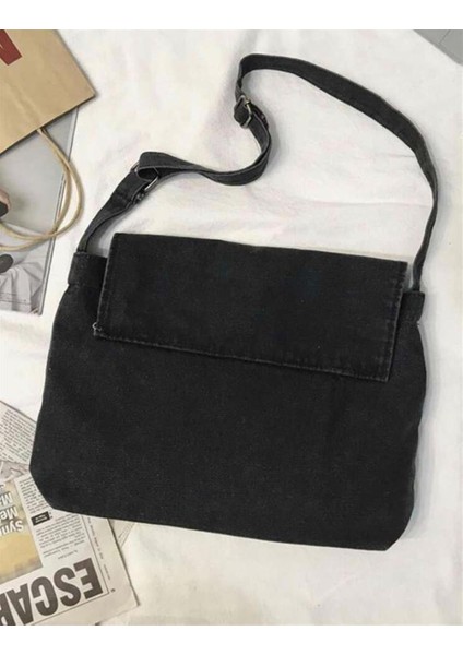 Harajuku Vintage Unisex Kot Gri Postacı Çantası