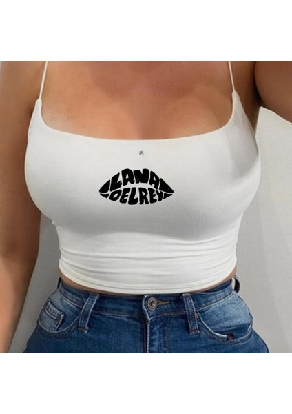 Lana Del Rey Beyaz Ip Askılı Büstiyer Crop