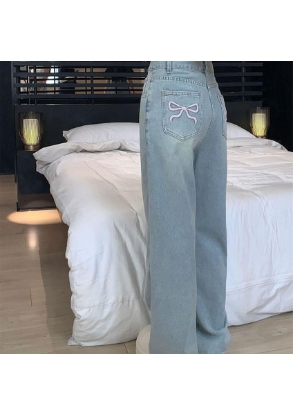 Kurdele Detaylı Baggy Yıkamalı Mavi Jean fiyatları