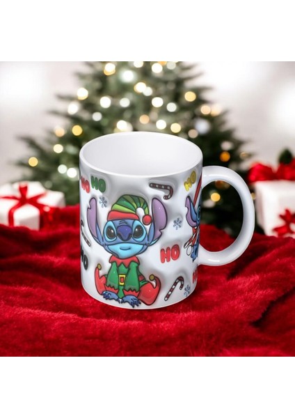 Stitch 3D Christmas Detail Baskılı Yeni Yıl Kupa