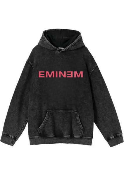 Yıkamalı Eminem Vintage Kapüşonlu Sweatshirt