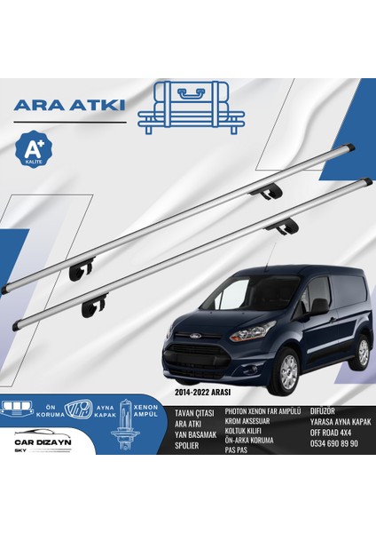 Fort Connect 2014-2015-2016-2017-2018-2019-2020-2021-2022 Oluklu Port Bagaj Ara Atkı Tavan Barı Gri 2 Adet