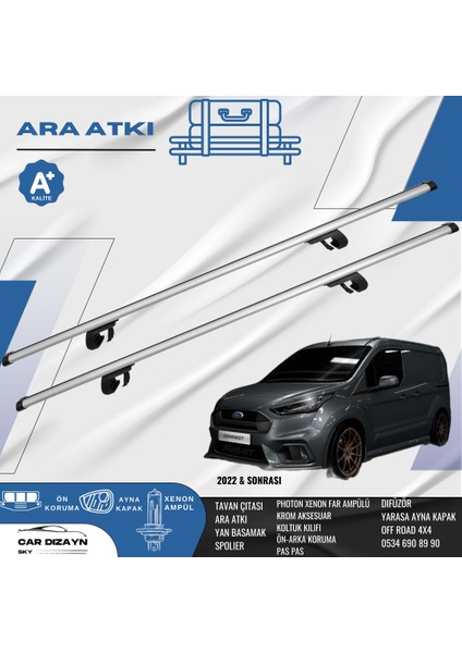 Fort Connect 2022-2023-2024 Oluklu Port Bagaj Ara Atkı Tavan Barı Gri 2 Adet