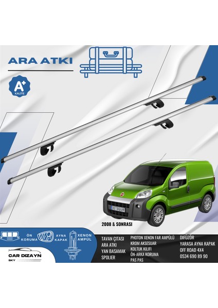Fiat Fiorino 2008-2009-2010-2011-2012-2013-2014-2015-2016-2017-2018-2019-2020-2021-2022-2023-2024 Oluklu Port Bagaj Ara Atkı Tavan Barı Gri 2 Adet