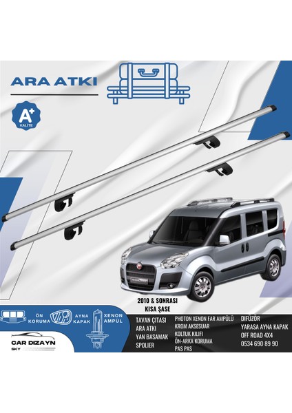 Fiat Doblo Kısa Şase 2010-2011-2012-2013-2014-2015-2016-2017-2018-2019-2020-2021-2022-2023-2024 Oluklu Port Bagaj Ara Atkı Tavan Barı Gri 2 Adet