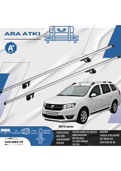 Dacia Logan Mcv 2014-2015-2016-2017-2018-2019-2020-2021-2022-2023-2024 Oluklu Port Bagaj Ara Atkı Tavan Barı Gri 2 Adet